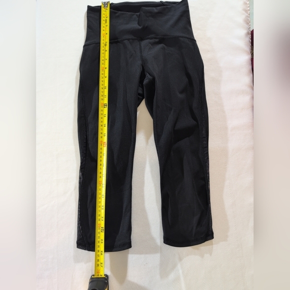 Lululemon Train Time Mesh Crop Leggings Womens 4 Black Gym Athleisure Training - Picture 10 of 10